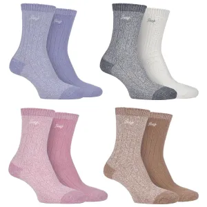 Jeep - 2 Pr Ladies Supersoft Cable Boot Socks