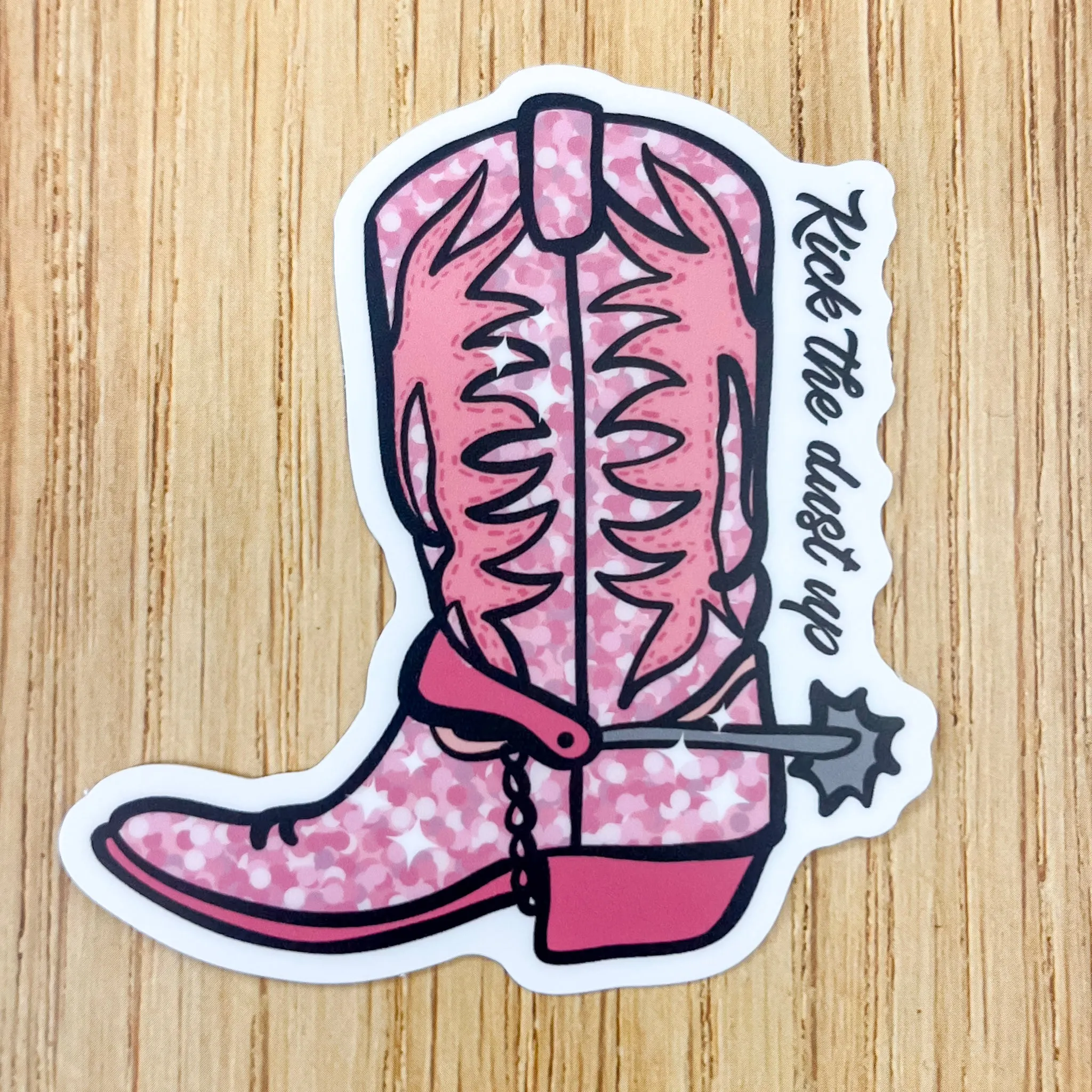 Kick The Dust Up Pink Boot Sticker