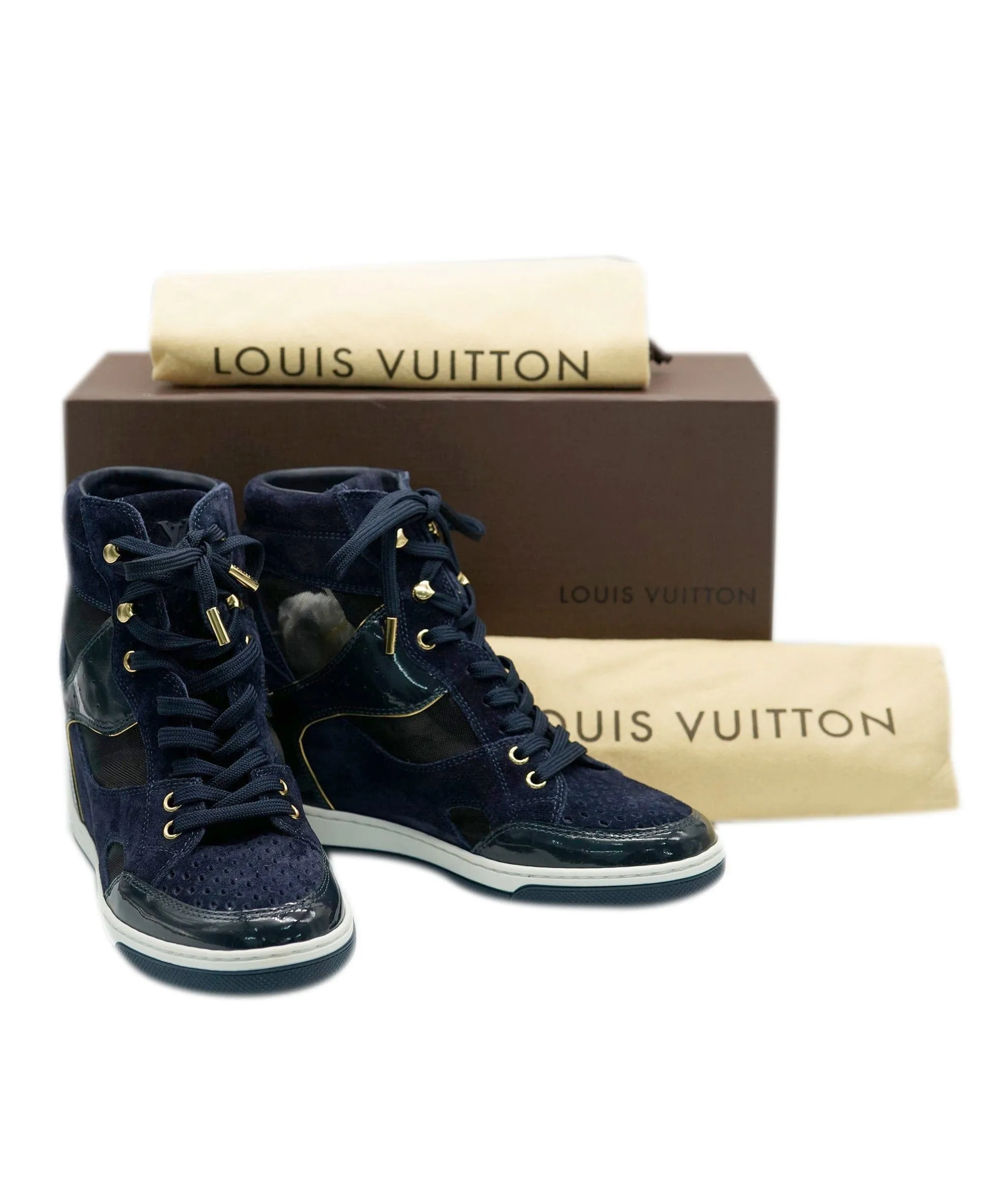 Louis Vuitton midnight blue suede trainers  size 36 - AJC0455