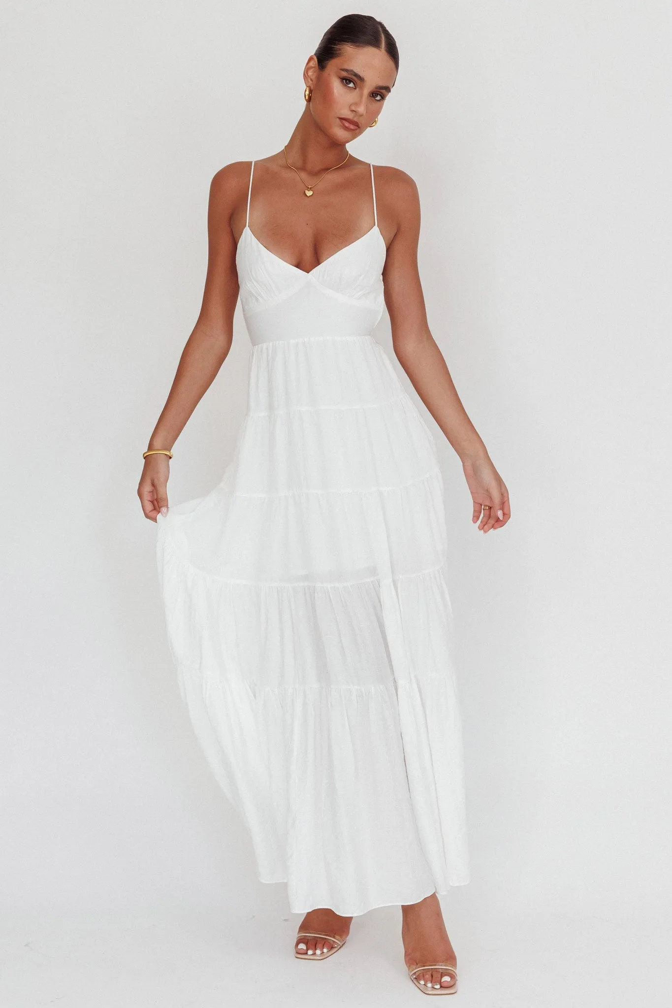 Main Attraction Cami Strap Maxi Dress White