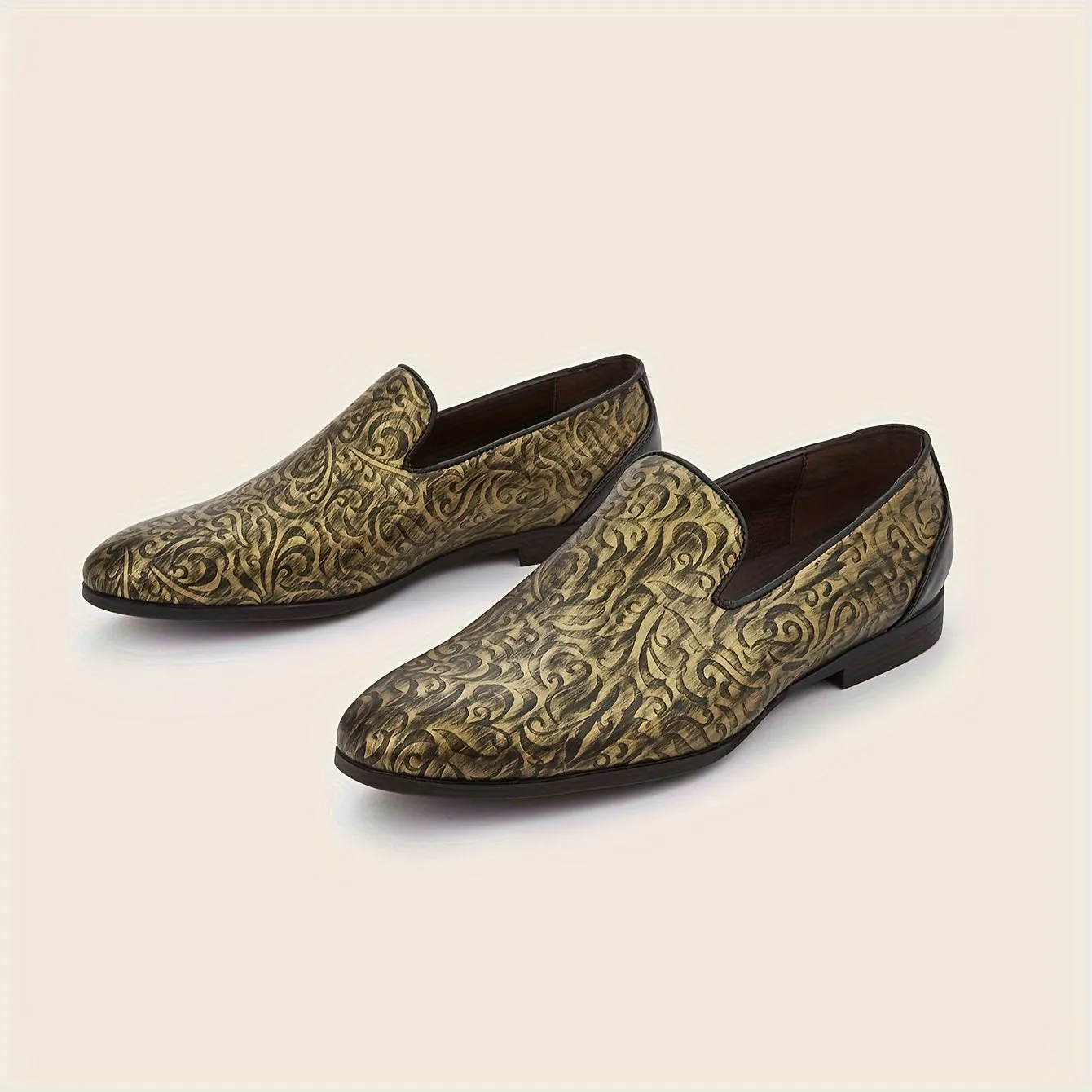 Men's Bronze Color Elegant PU Leather Dress Shoes With PVC Sole