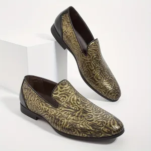 Men's Bronze Color Elegant PU Leather Dress Shoes With PVC Sole