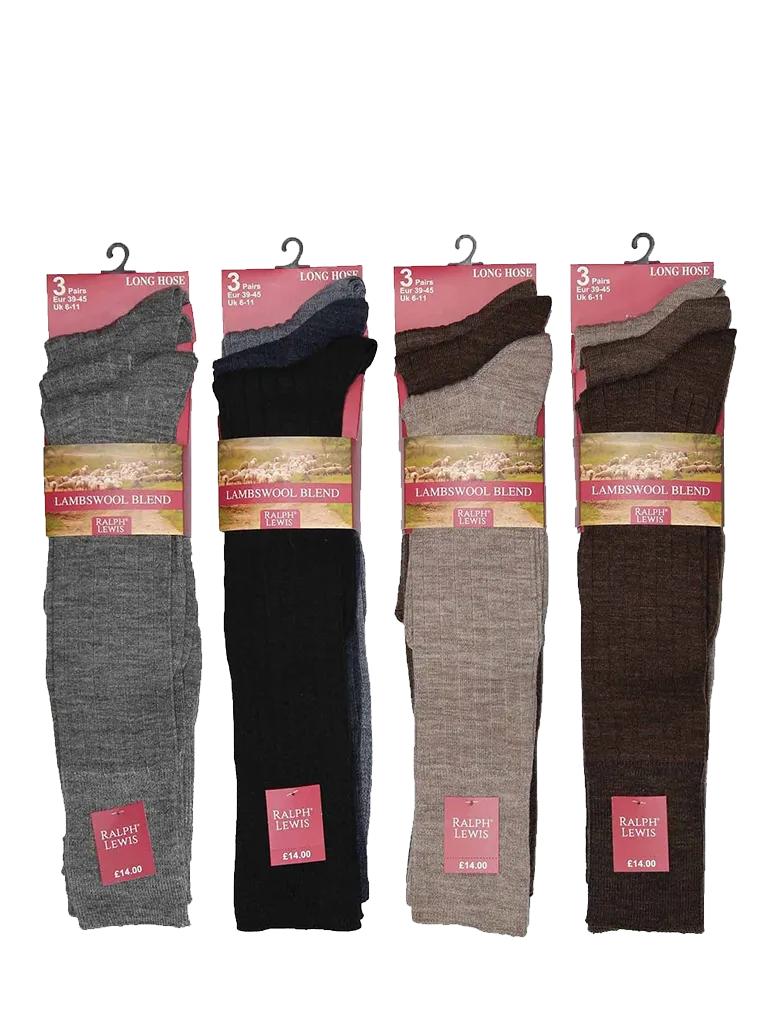 Men's Long Wool Blend Boot Socks (Pack of 3)