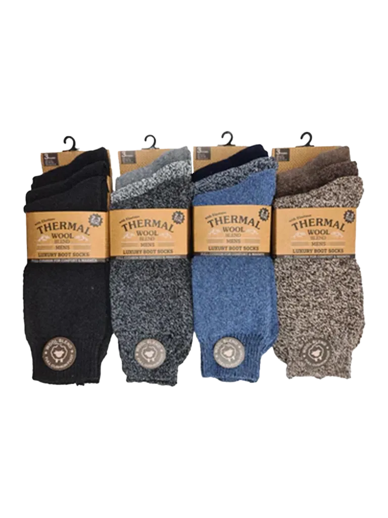 Men's Long Wool Blend Boot Socks (Pack of 3)