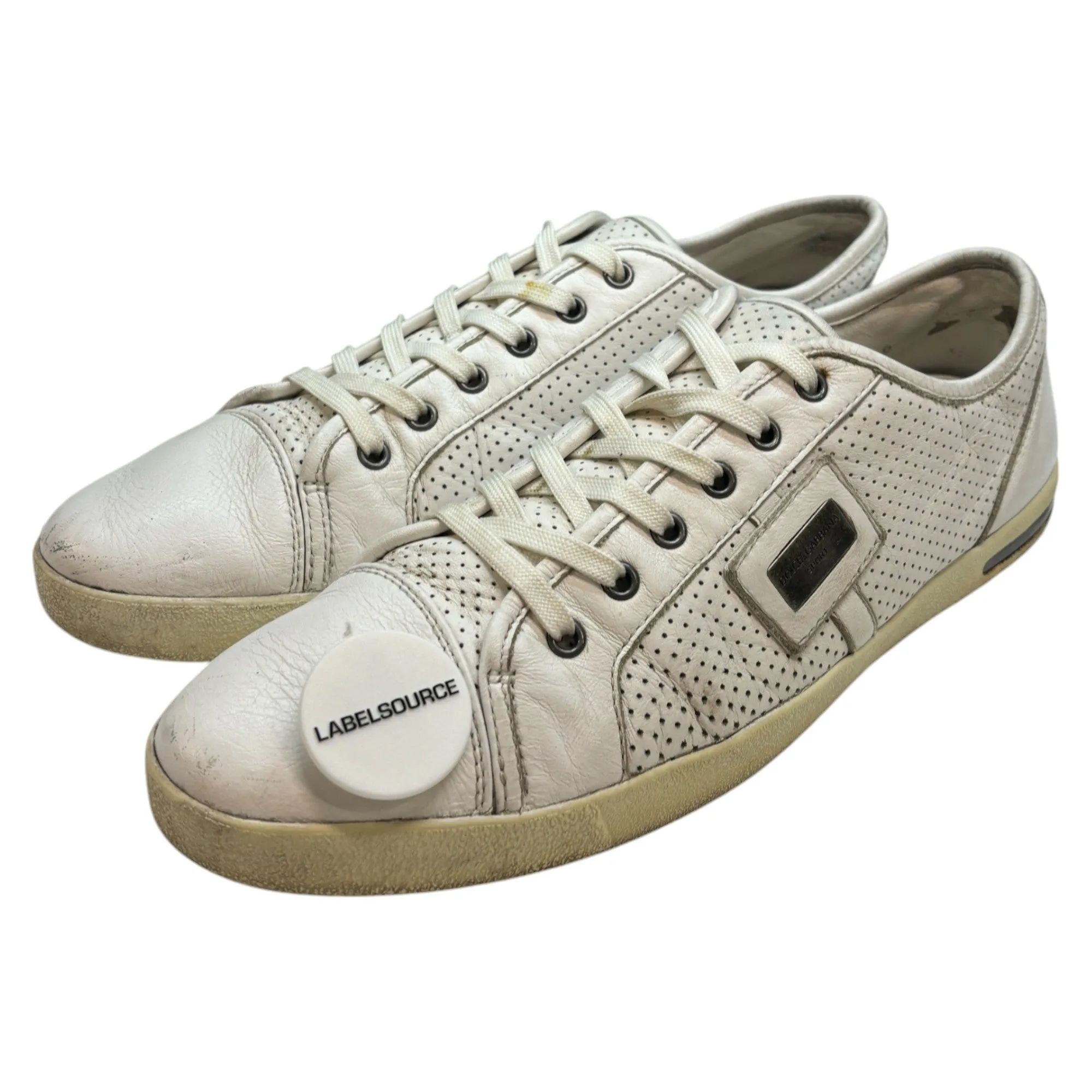 Men's Plaque Logo Low Trainers White Size EU 43 / UK 9