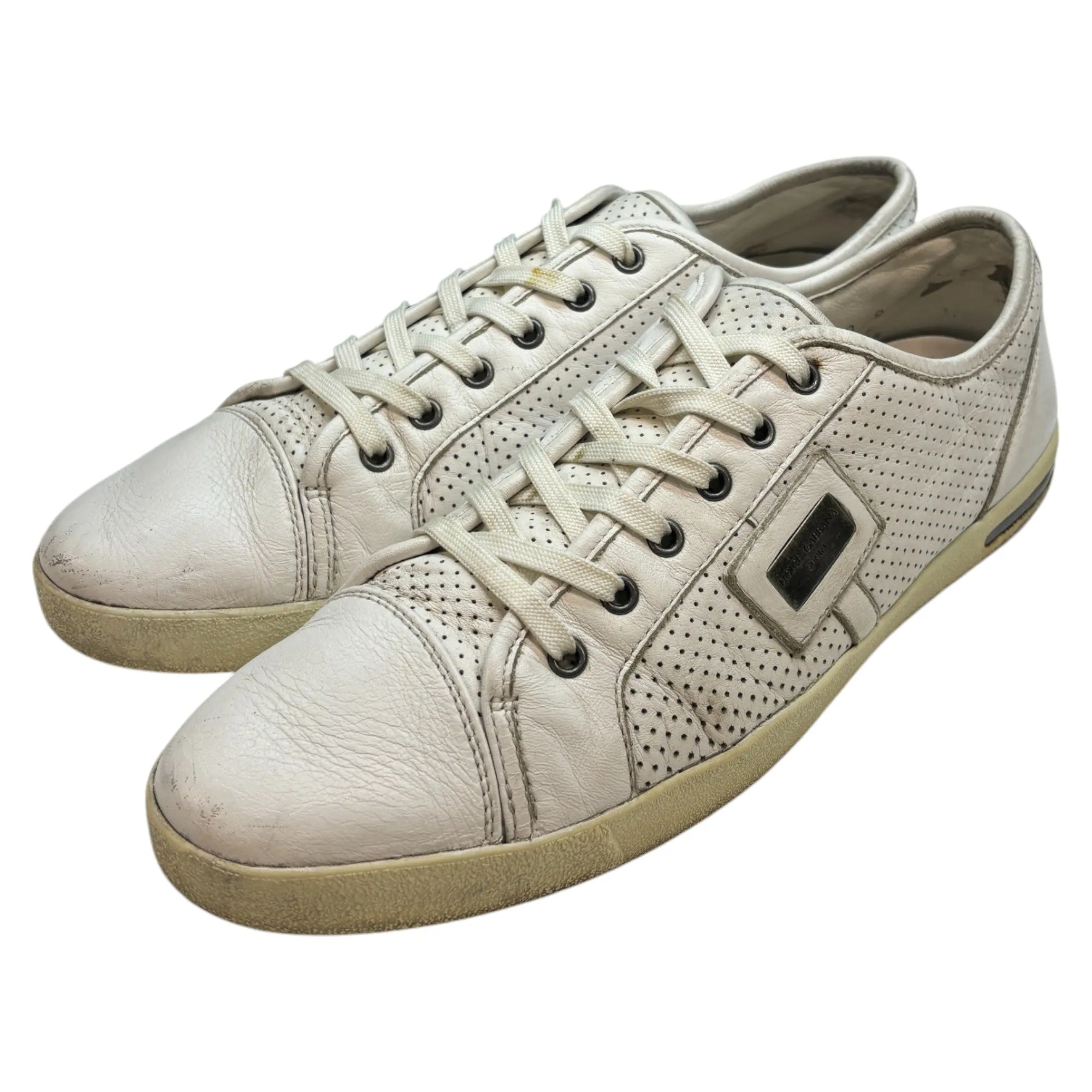 Men's Plaque Logo Low Trainers White Size EU 43 / UK 9