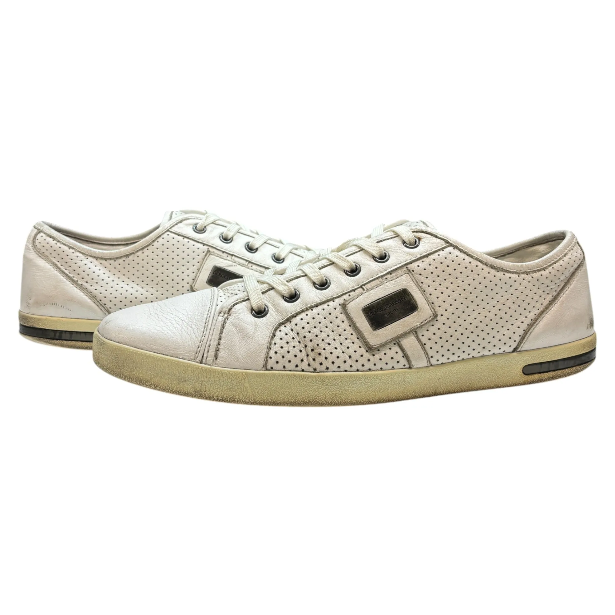 Men's Plaque Logo Low Trainers White Size EU 43 / UK 9