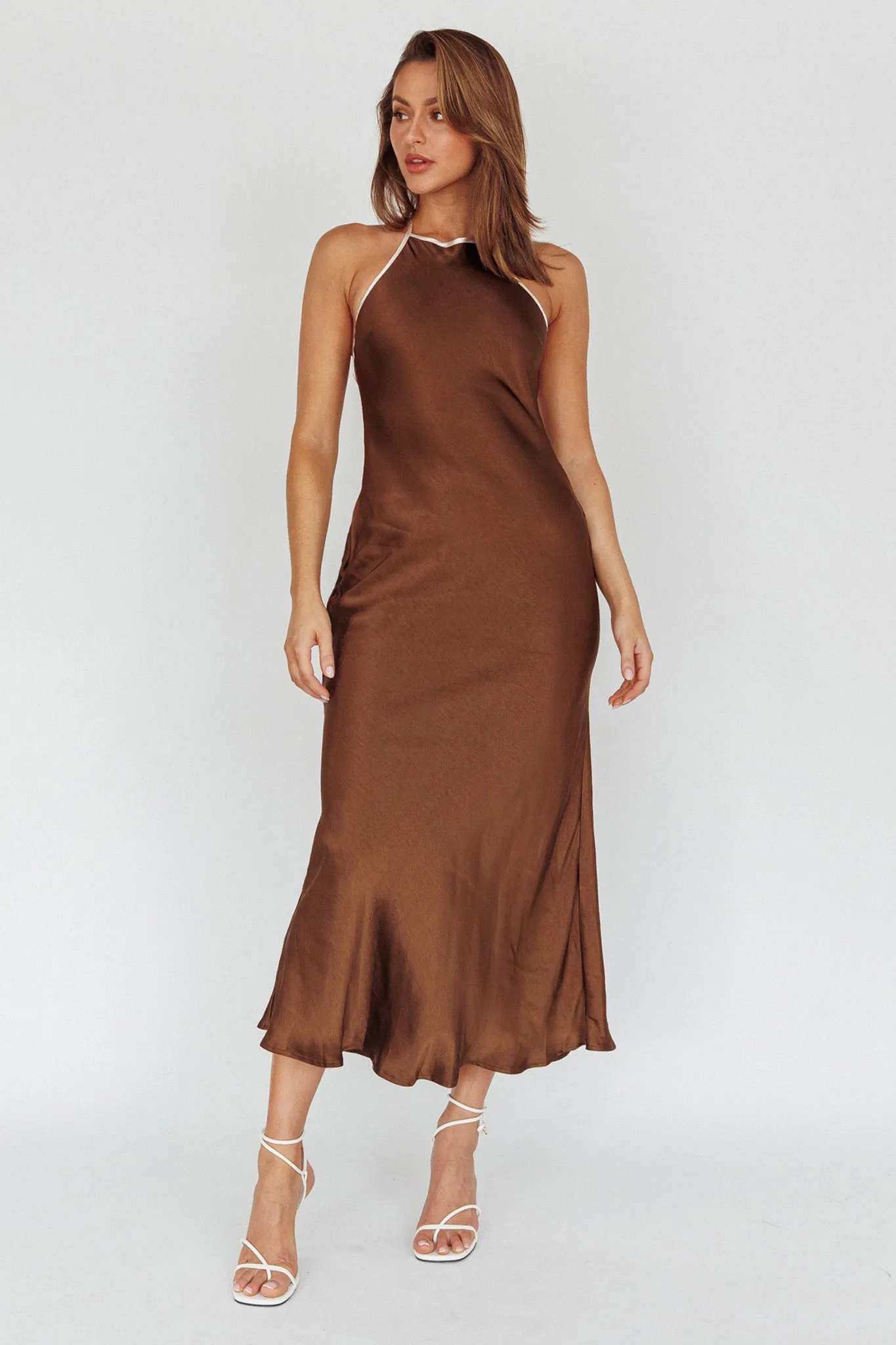 Midsomer Dawn Criss-Cross Back Maxi Dress Chocolate
