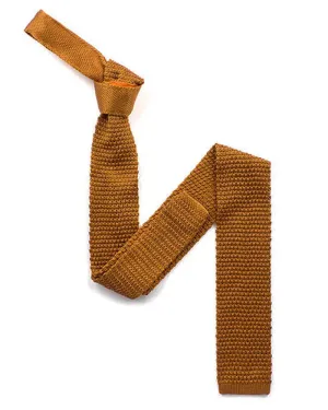 Mustard Knitted Silk Tie