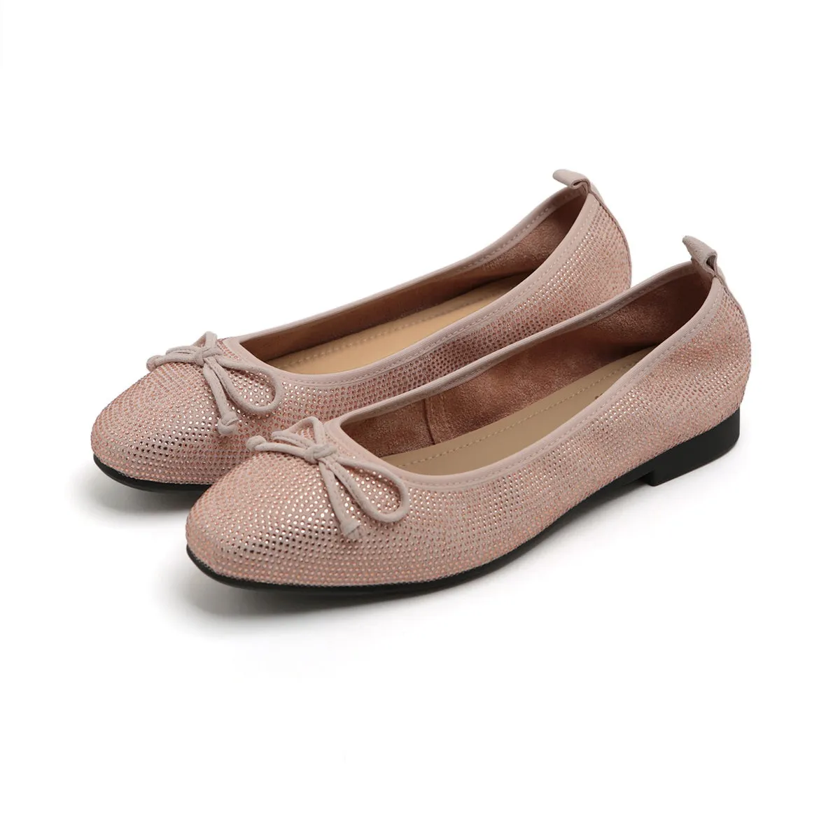 Pastel Crystal Suede Ballerina Flats