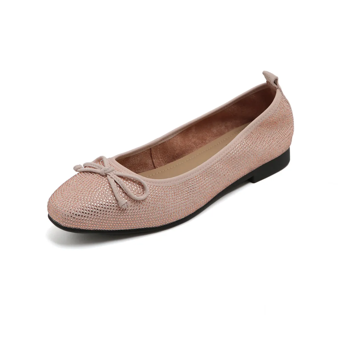 Pastel Crystal Suede Ballerina Flats