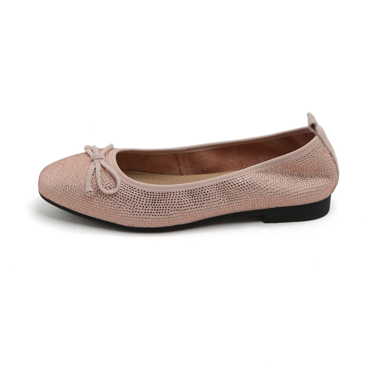 Pastel Crystal Suede Ballerina Flats