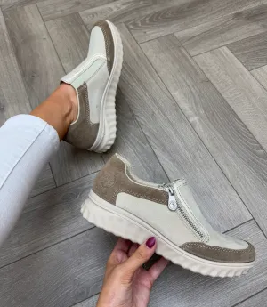 Rieker (SS25) Slip On Trainer with Side Zip 59072-60 - Beige (R18)