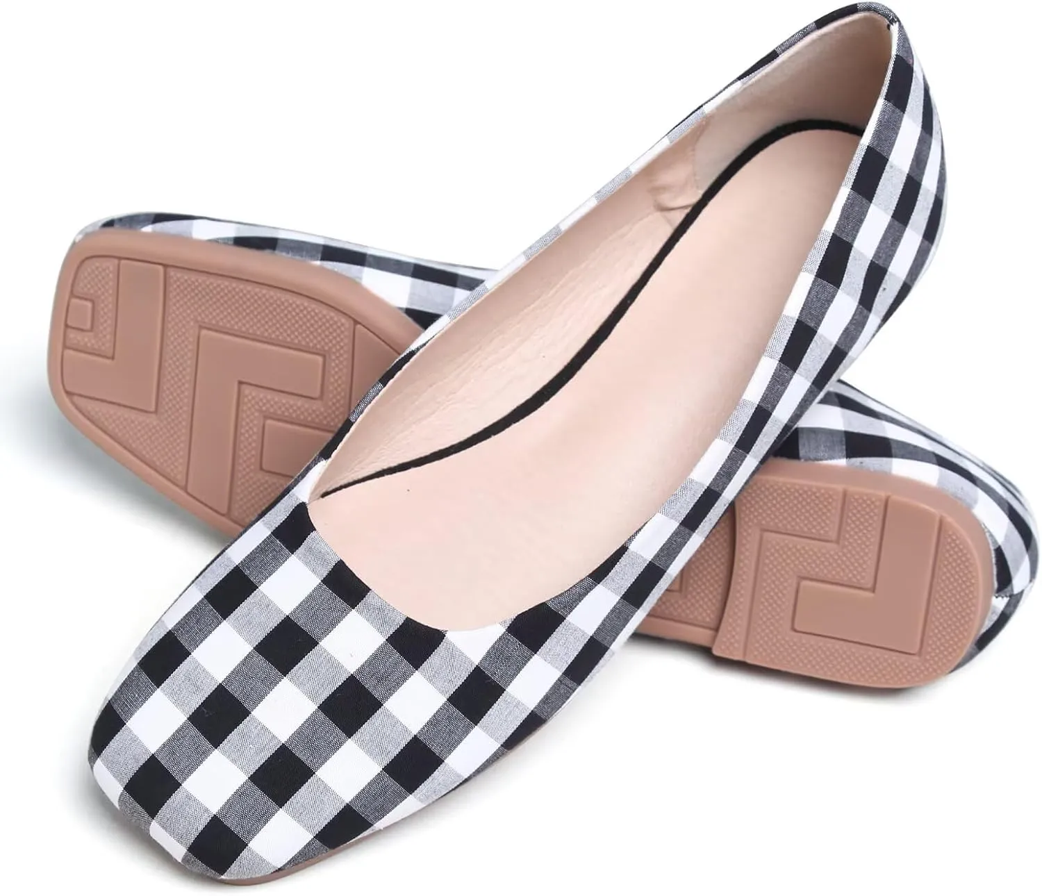 SAILING LU Flats for Women Comfortable Solid Color Soft Flats Square Toe Ballet Casual Work Shoes Dressy Slip-ons Loafers