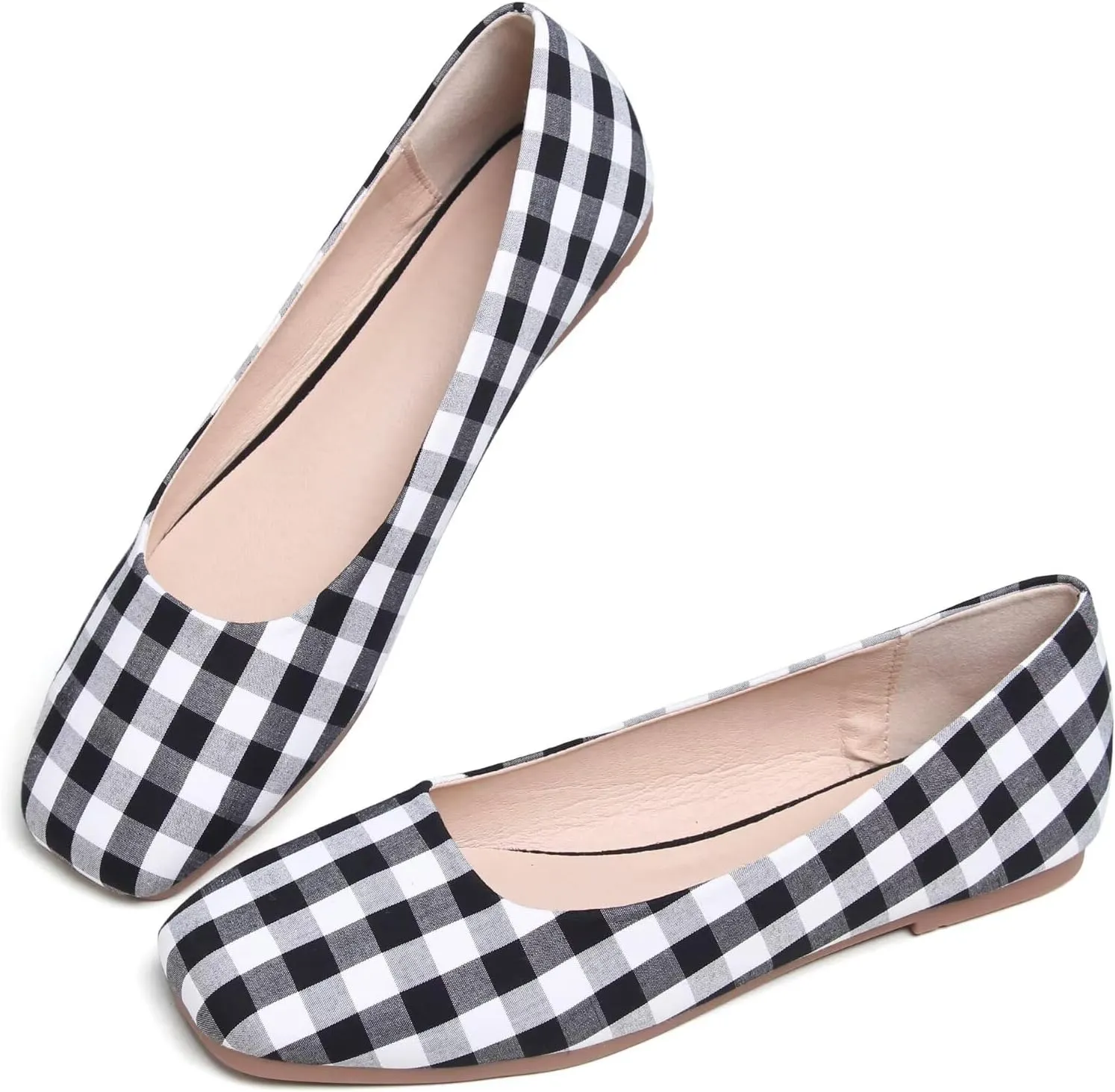 SAILING LU Flats for Women Comfortable Solid Color Soft Flats Square Toe Ballet Casual Work Shoes Dressy Slip-ons Loafers