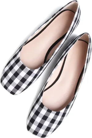 SAILING LU Flats for Women Comfortable Solid Color Soft Flats Square Toe Ballet Casual Work Shoes Dressy Slip-ons Loafers