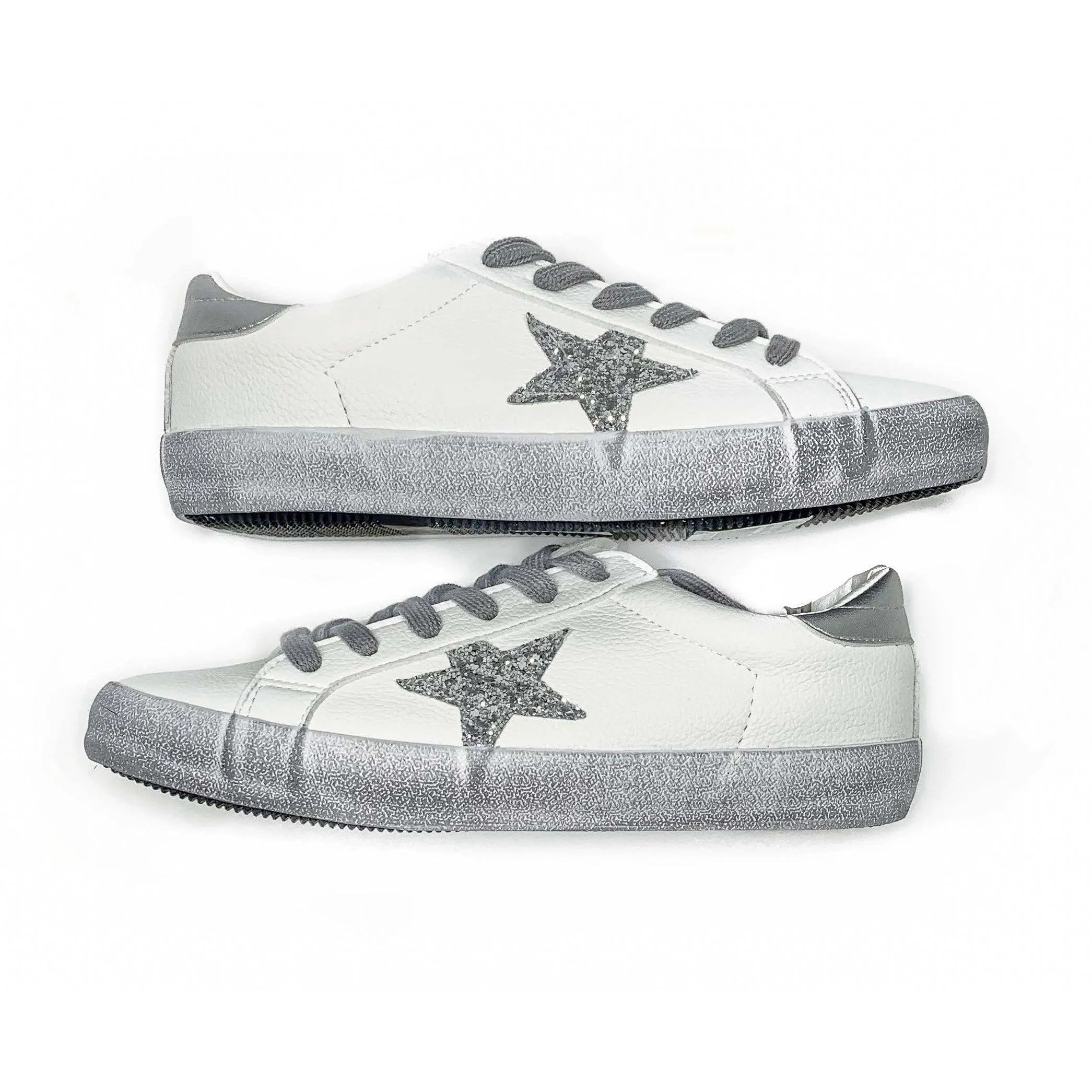Thea Silver Glitter Sequin Star Sneakers