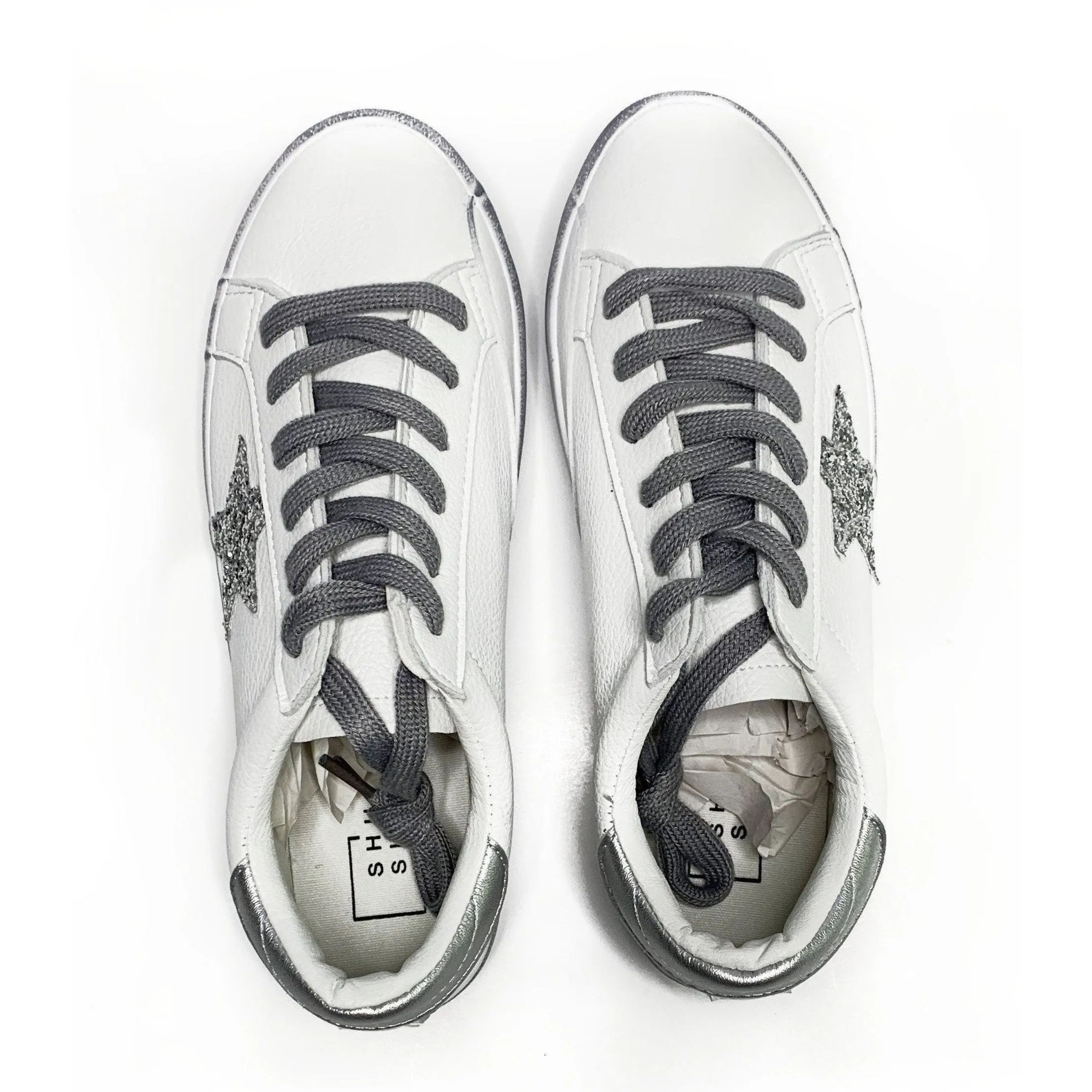 Thea Silver Glitter Sequin Star Sneakers