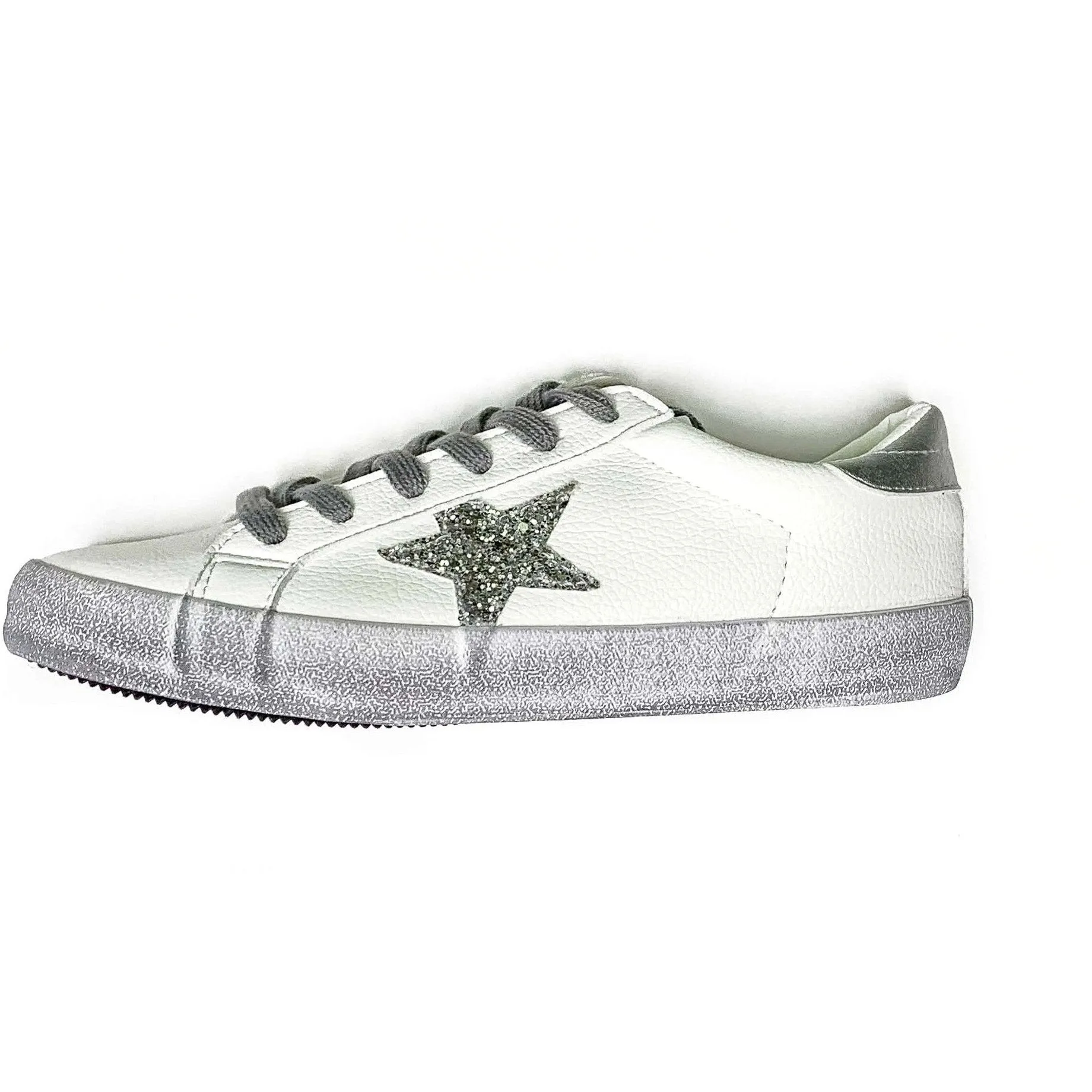 Thea Silver Glitter Sequin Star Sneakers