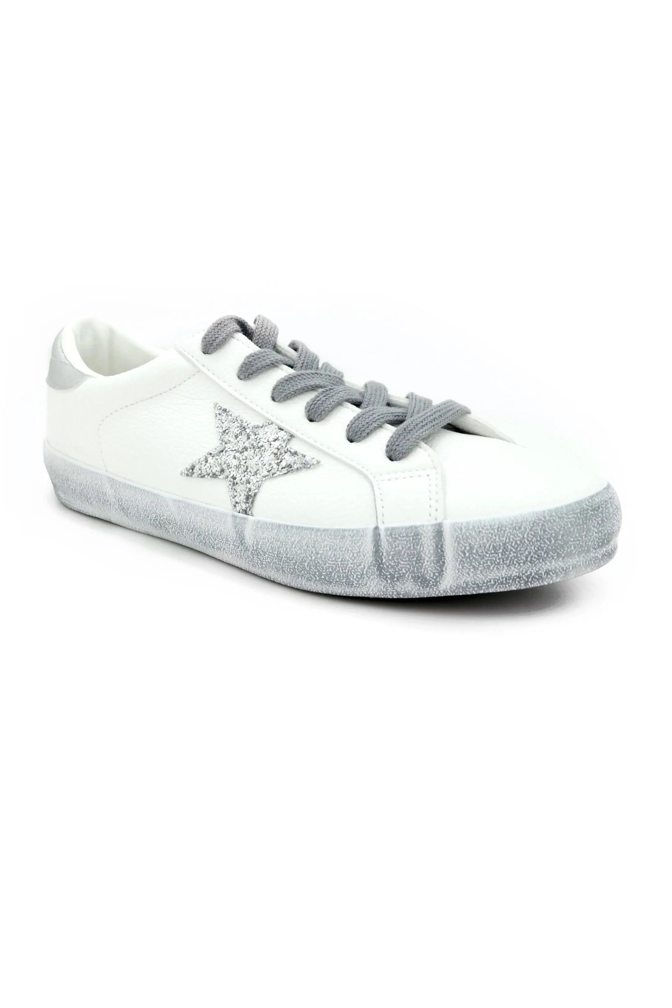 Thea Silver Glitter Sequin Star Sneakers