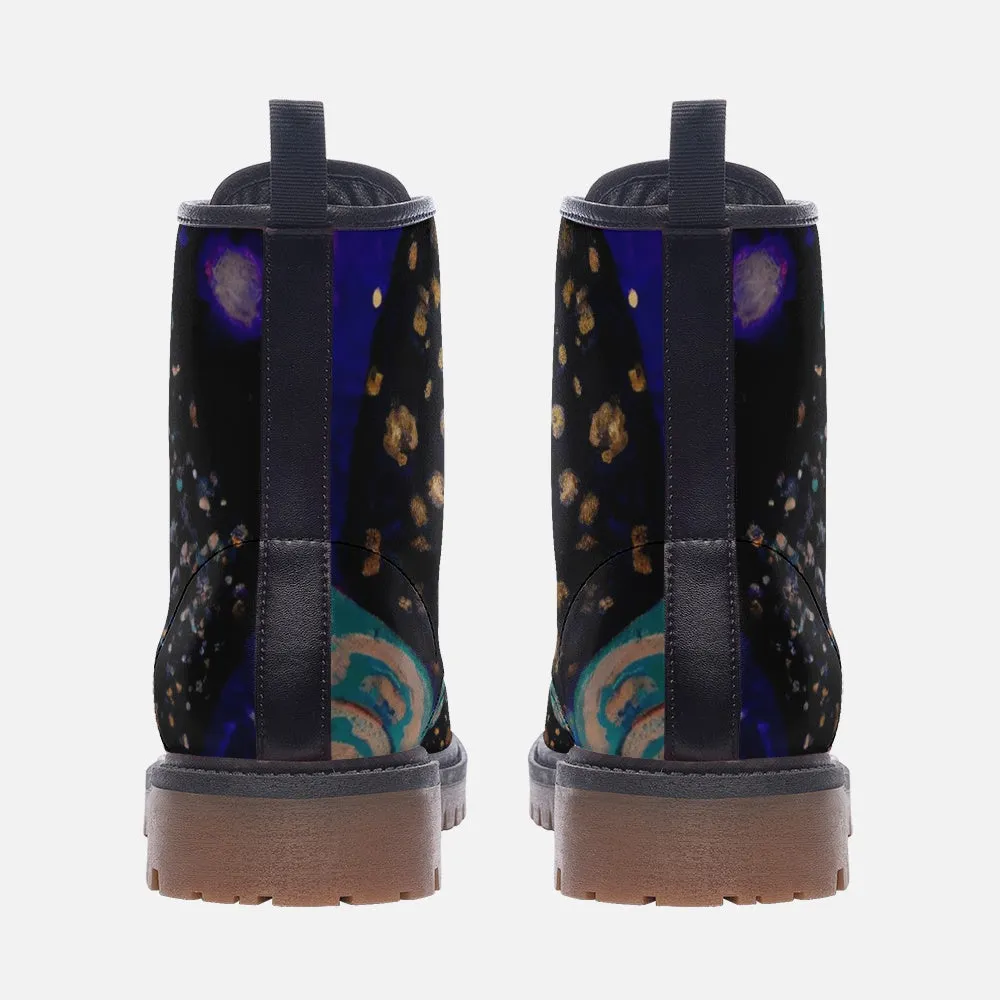 Vampire Art Galaxy Starry Night Space Boots Unisex vegan Leather Combat Boots - US sizes
