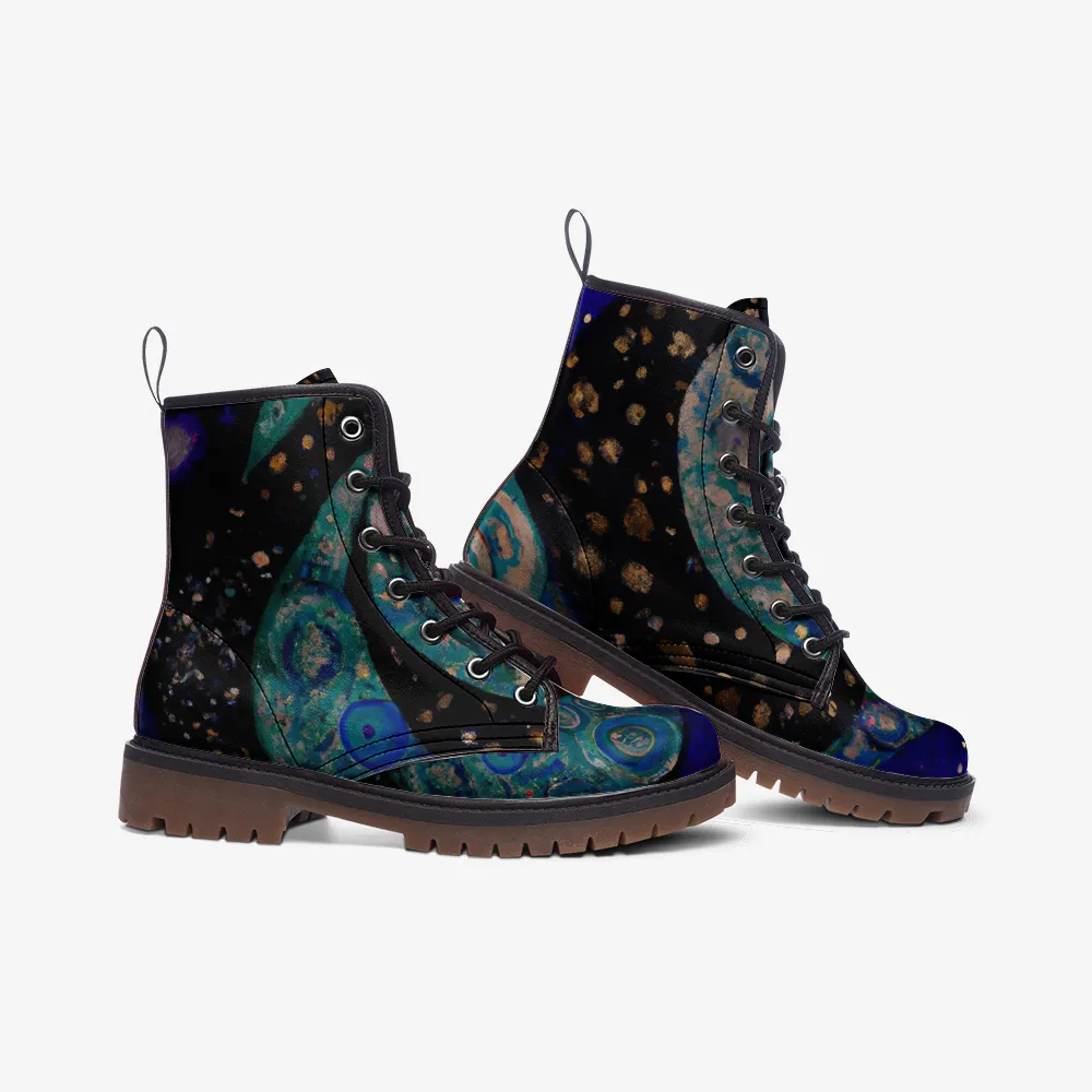 Vampire Art Galaxy Starry Night Space Boots Unisex vegan Leather Combat Boots - US sizes