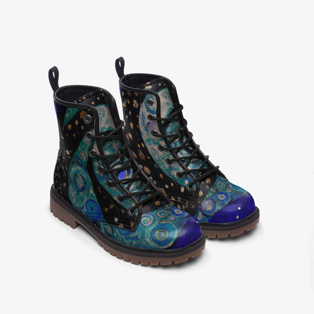 Vampire Art Galaxy Starry Night Space Boots Unisex vegan Leather Combat Boots - US sizes