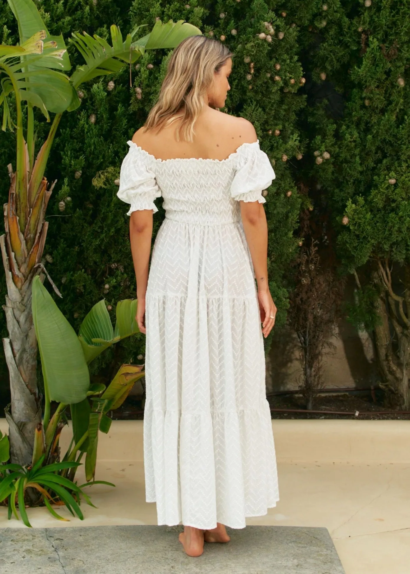 White Riviera Embroidered Claudette Maxi