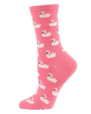 Women's Soft White Swan Cashmere Blend Crew Socks