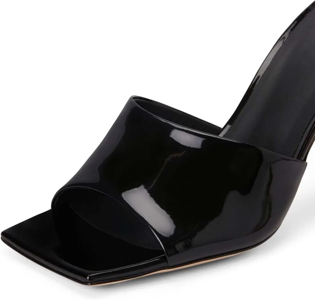 XYD Women's Clear High Block Heels Mules Open Square Toe Slip On Comfort Sexy Dress Pumps Sandals Evening Party Prom Shoes
